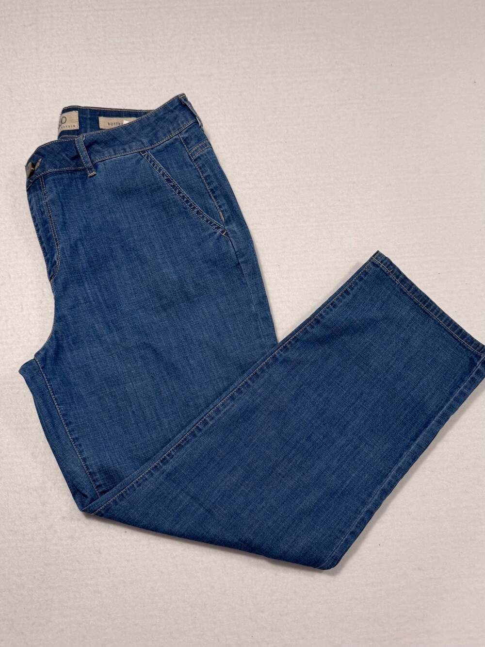 LOGO Lori Goldstein Boyfriend Jeans Women’s Size 12 Blue Cropped Stretch